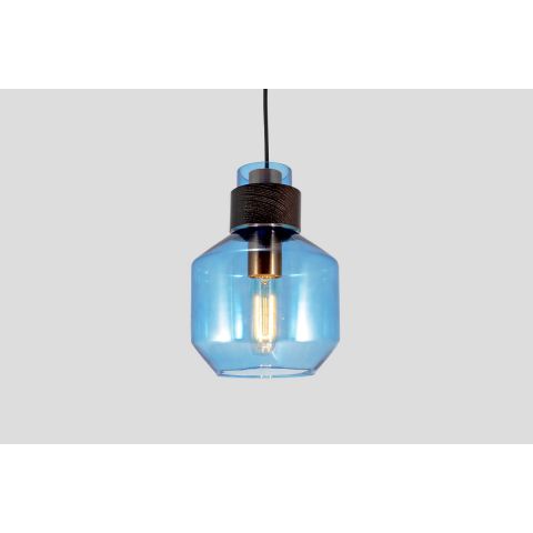 Colgante Cristal Celeste y Madera Lámpara Filamento E27 220V 8W