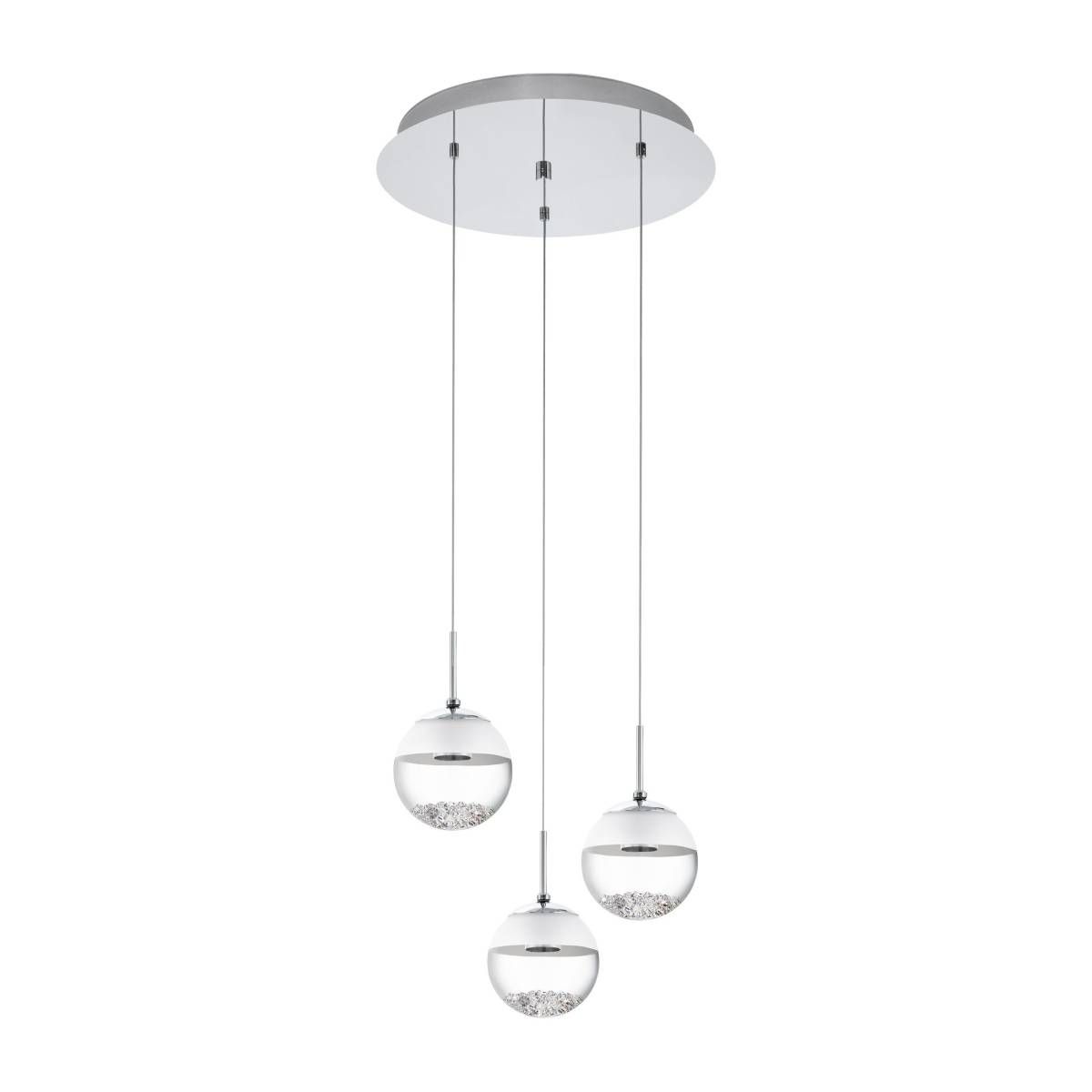 Colgante Montefio Vidrio Cristal Acero Negro Led Integrada 220V 5W