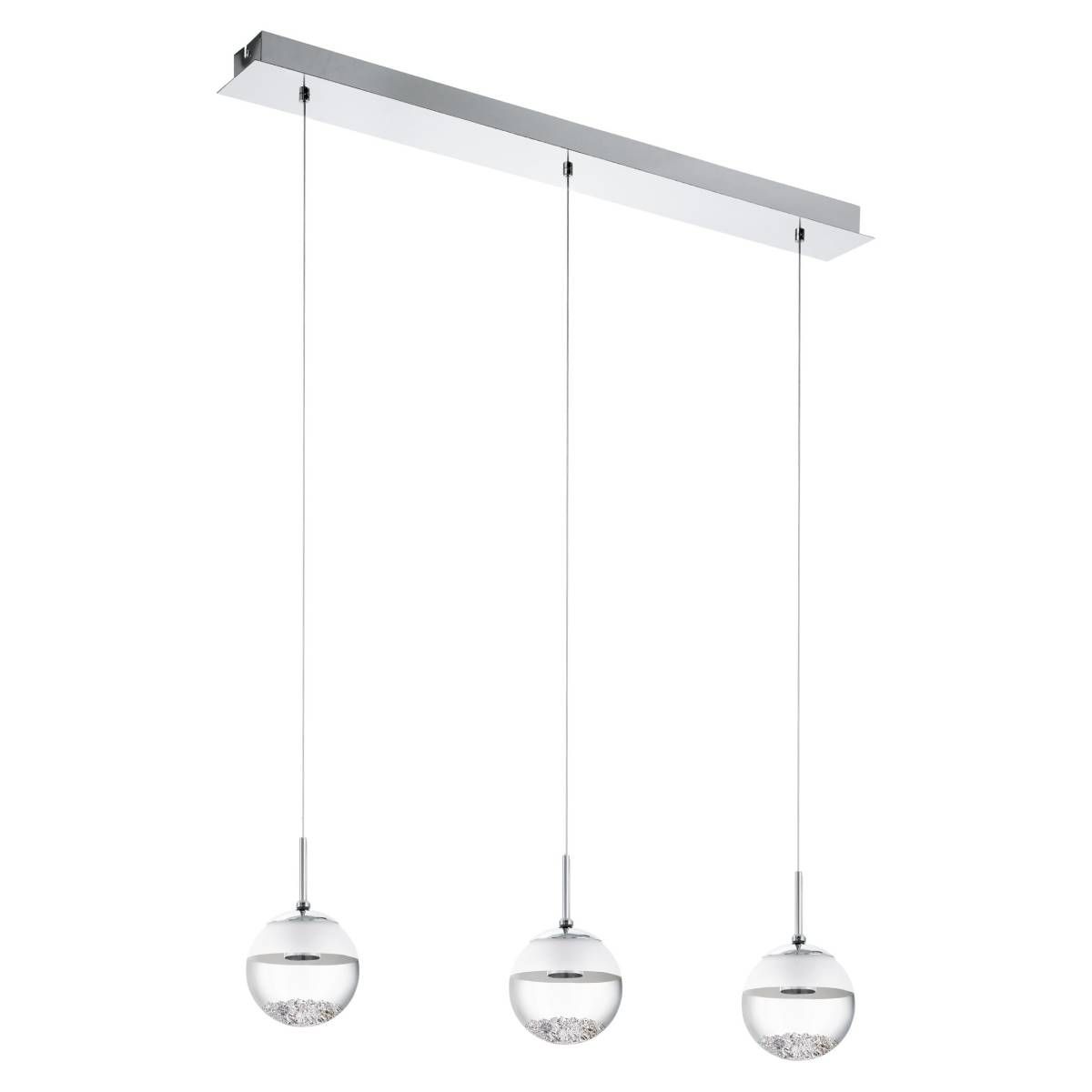 Colgante Montefio Vidrio Cristal Acero Negro Led Integrada 220V 5W