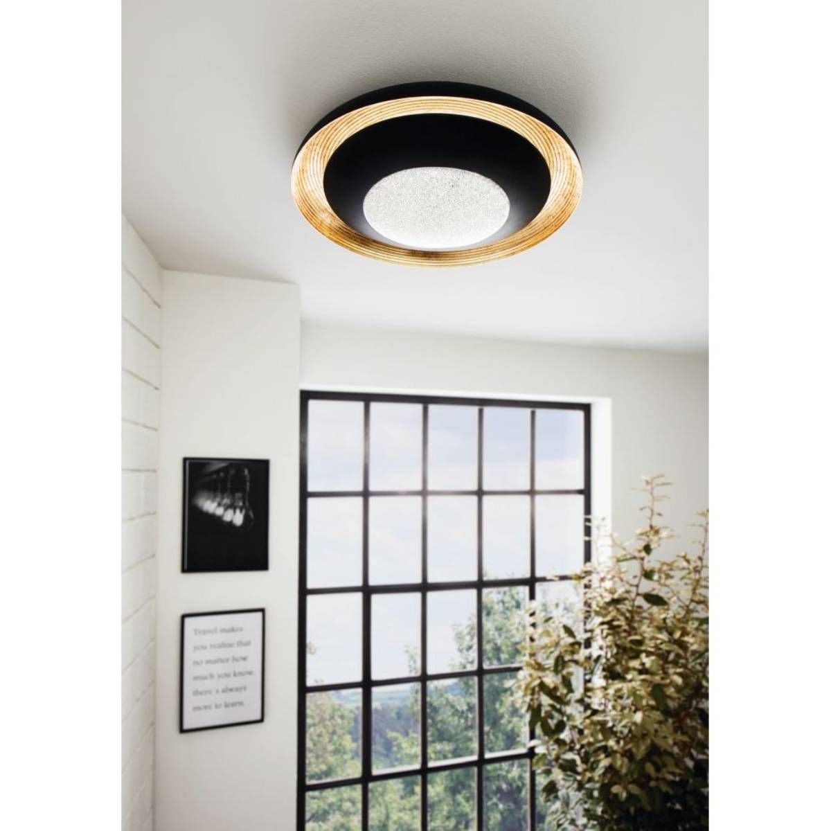 Plafón Canicosa Redondo Acero y Símil Madera Led integrada 220V 25W