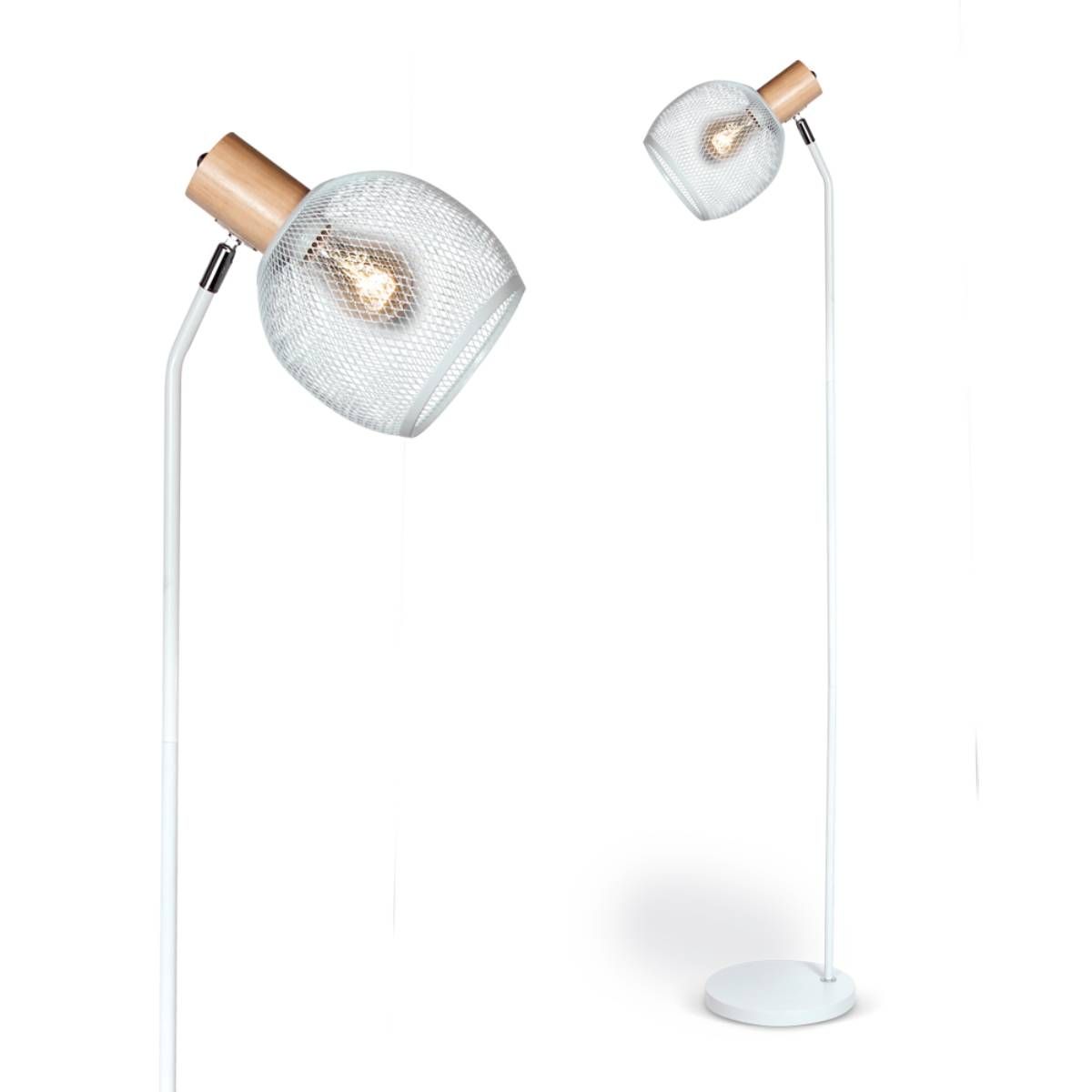 Lámpara De Pie Osaka Metal - Madera Led 220V E27 7W