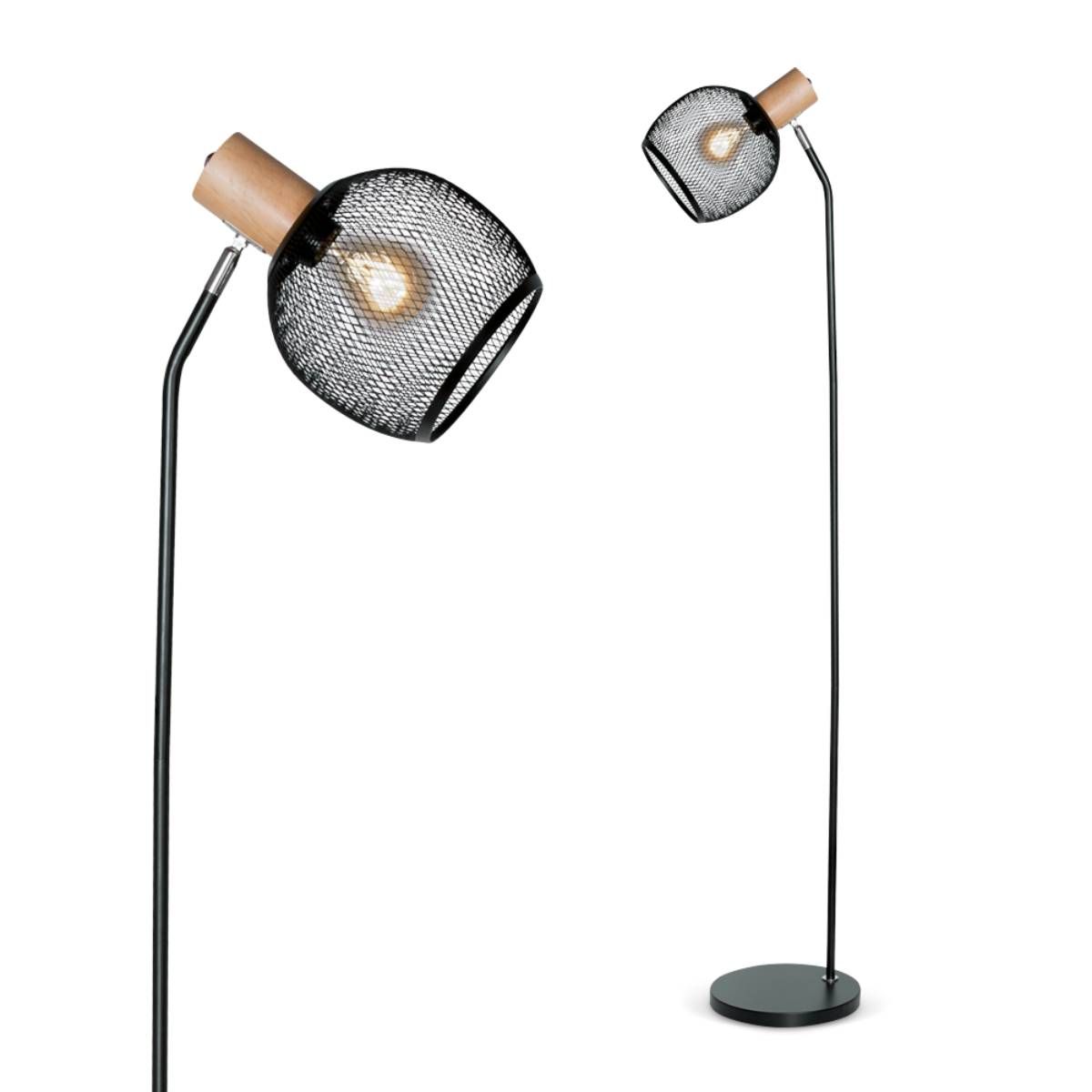 Lámpara De Pie Osaka Metal - Madera Led 220V E27 7W