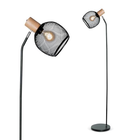 Lámpara De Pie Osaka Metal - Madera Led 220V E27 7W