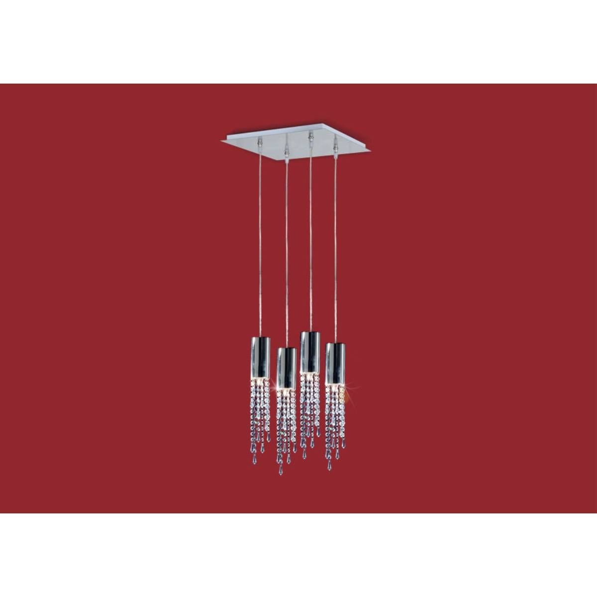 Colgante Viena Cromo Con Cortina De Cristales  Bi Pin Led 220V 4W