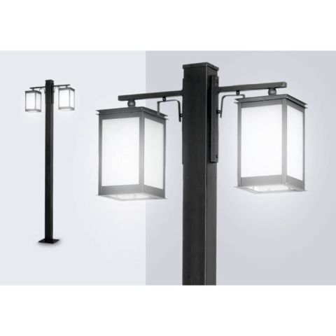 Farola Doble Urbano Columna Rectangular Led High Power 220V E27 40W