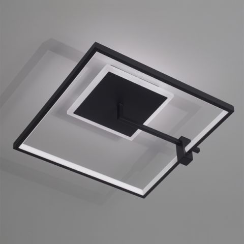 Plafón Cuadrado Aro Led Negro  Base Iluminada Led Integrada 220V 30W