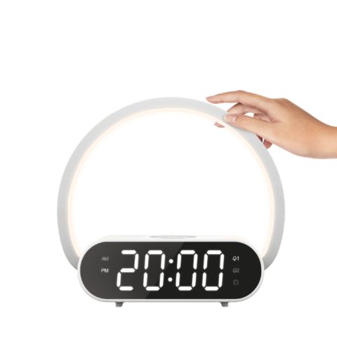 Velador Dimmerizable Con Reloj Alarma Y Carga Inalámbrica 10 W