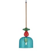 Colgante De Vidrio Vintage Lucy Color Celeste Lámpara Rosca Cómun E27