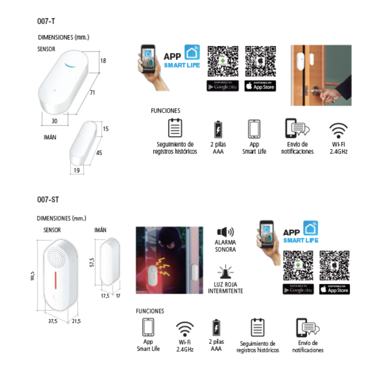 Sensor Magnético De Apertura Smart Puerta/Ventana - Iluminando